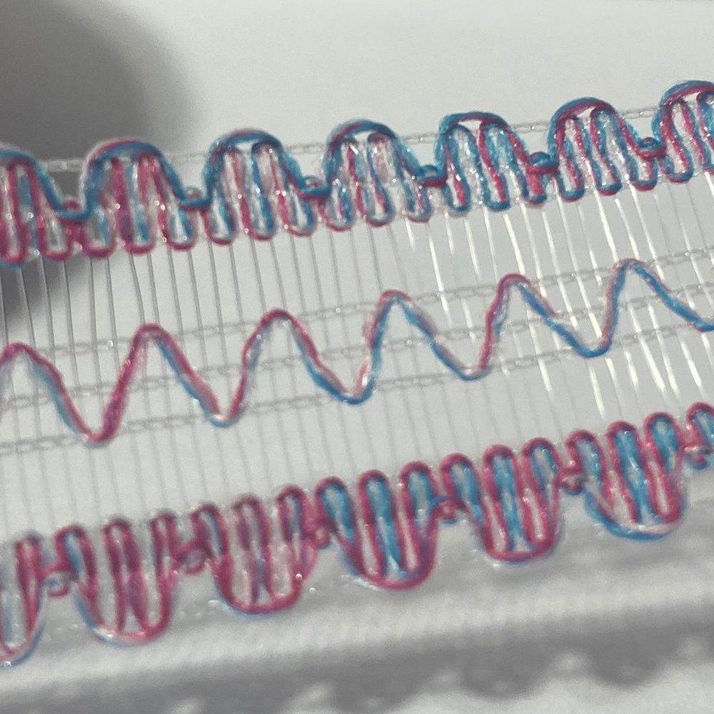 2 Rolls Ribbon Zig Zag Clear Mesh Stripe Blue Pink